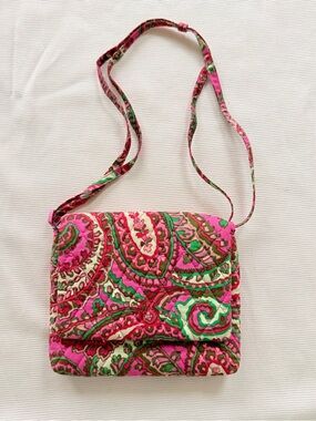 Vera Bradley Cotton Quilted Bag Crossbody Small Purse Pink Floral NWT